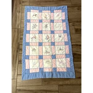 VTG Colorful Patchwork Alphabet Quilt Throw Wall Decor 50"x31" Reversible